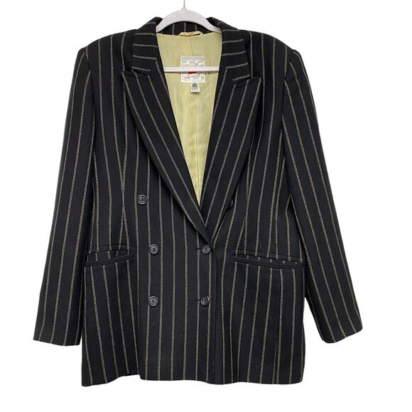 Vintage Mondi Womens Size 40 Oversized Pinstripe Double Breasted Blazer - Picture 2 of 6